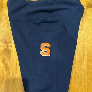 Women's Navy Blue Bike Shorts with Orange Logo
